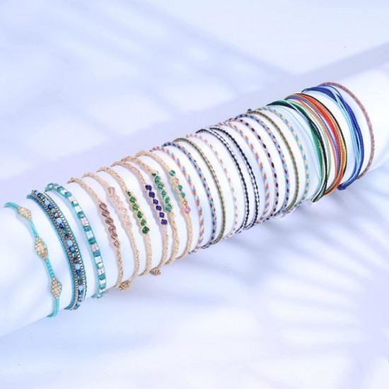 24 Pcs Multicolor String Braided Bracelet For Women Boho Friendship Bracelet Handmade Strand Waterproof Rope Bracelet Set Adjustable 24 Pcs Multicolor String Braided Bracelet For Women Boho Friendship Bracelet Handmade Strand Waterproof Rope Bracelet Set Adjustable
